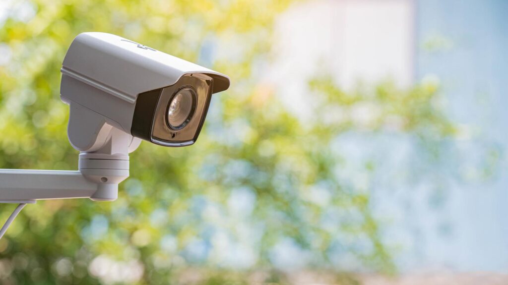 cctv camera install by have water proof cover to protect camera with home security system concept free photo
